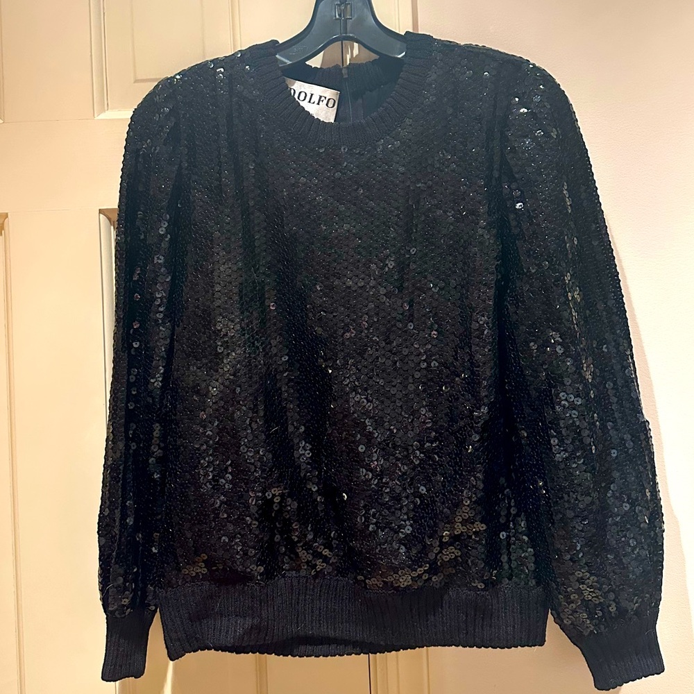 ADOLFO BLACK SEQUIN SWEATER